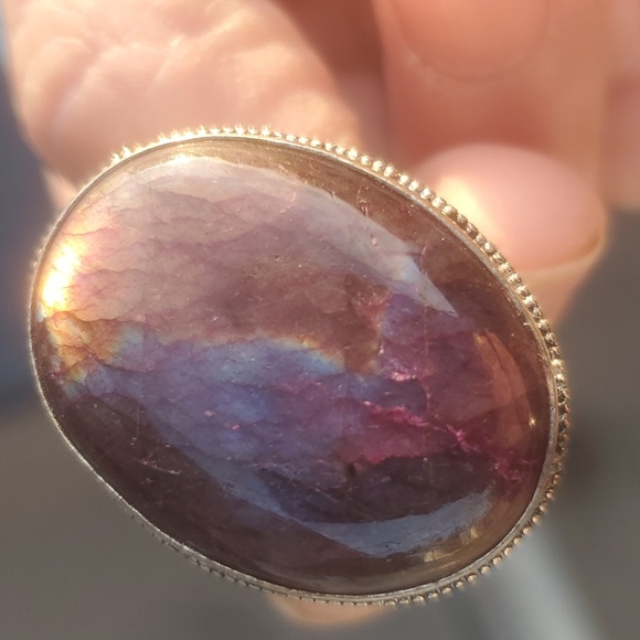 New Multicolor Flash Labradorite Antiqued 925 Silver Ring. - Picture 16 of 16